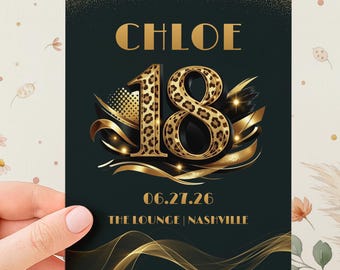 18th Birthday Digital Invitation Card | Elegant Gold Printable Invite