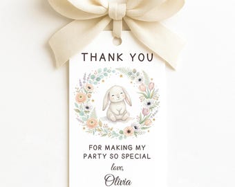 Some Bunny Birthday Party Favor Tags, Editable Thank You Tags, Printable Canva Template