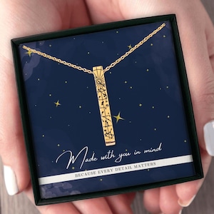 Collana con barra 3D con mappa stellare personalizzata, collana con coordinate personalizzate, regalo per gli amanti dell'astronomia con mappa stellare personalizzata, regalo per la mamma per la nascita di un bambino