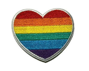 Pride Flag Heart Embroidered Patch, Iron On, LGBTQIA, Gay, Lesbian, Queer