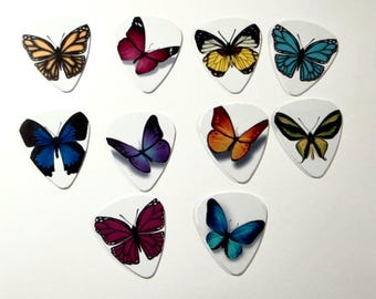 Butterfly Guitar Picks, .71mm, Jewelry Making Supplies, Crafts, Colorful, Double Sided