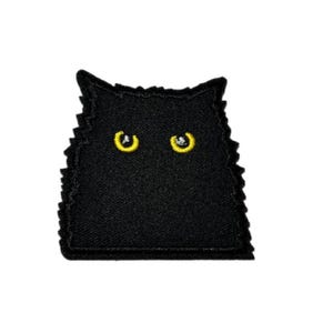 Black Cat Patch, Embroidered Iron On Patch, Jean Patch, Craft Supplies, Sewing