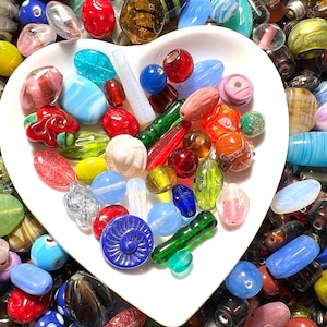 Up to 2 pounds Assorted Bead Mix, Bulk Glass Beads, Lampwork, Czech, Loose Lot, Bead Soup, Mystery Grab Bag, Wholesale