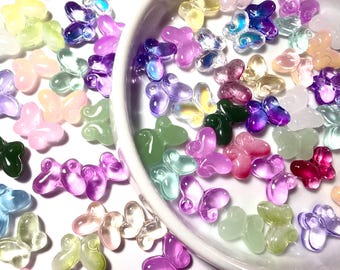Butterfly Beads, 10x15mm, Assorted Colors, Glass Beads, Loose Lot, Pretty