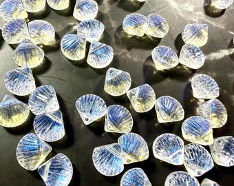 Glass Shell Shaped Bead Mix, 10mm, Iridescent, Shimmery, Jewelry Making, Craft Supplies, So Pretty