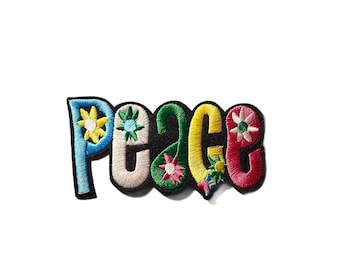 Peace Patch, Embroidered Iron On, Hippie, 60s, 70s, Jean Patch, Groovy, Flower Power, Colorful