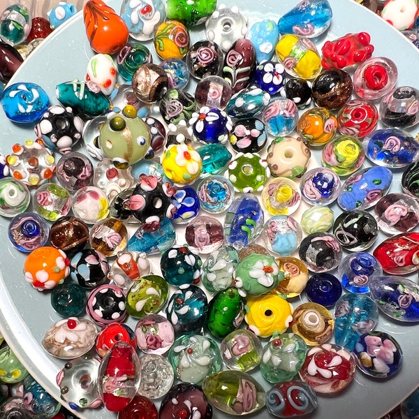 Lampwork Bead Mix, High Quality, Jewelry Making, Mystery Grab Bag, Craft Supplies, Bumpy Beads