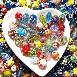 Lampwork Bead Mix, High Quality, Jewelry Making, Mystery Grab Bag, Craft Supplies, Bumpy Beads