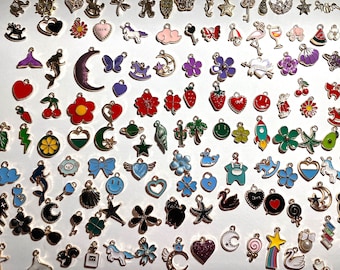 Random Charm Lot, Mystery Grab Bag, Gold Enamel, Shiny Gold Tone, Antiqued Gold, Mixed Lot, Jewelry Supplies, DIY, Mixed, Bulk