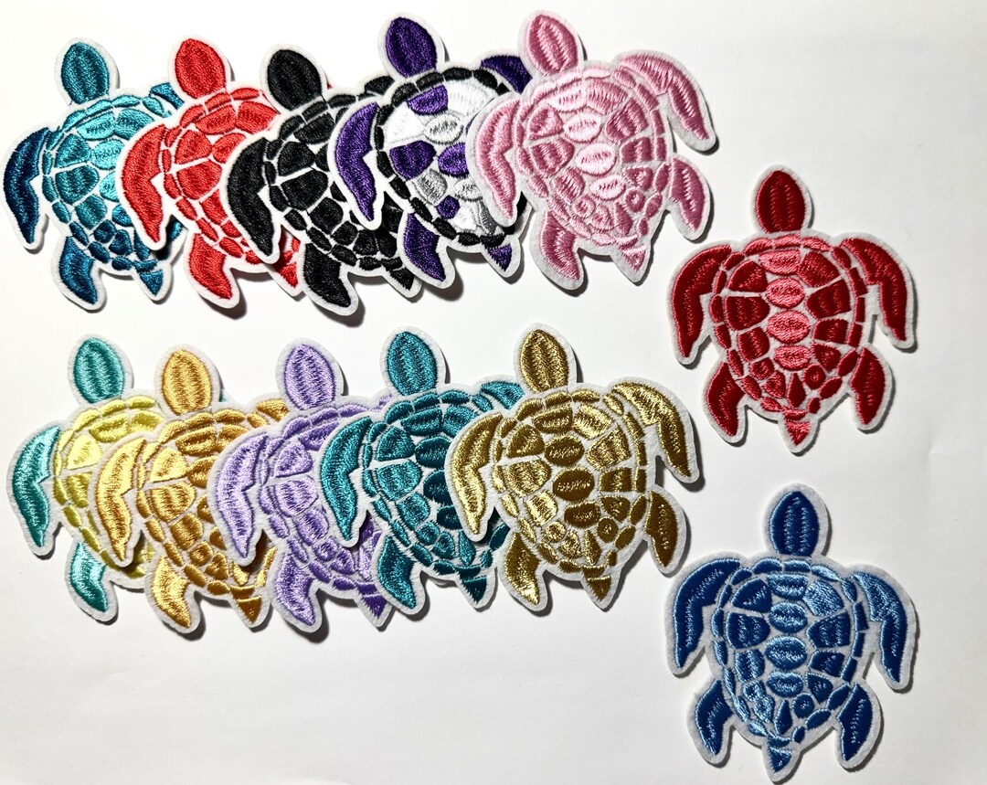 Turtle Patch, Embroidered Iron On, Jean Patch, Assorted Colors - Etsy