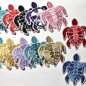 Turtle Patch, Embroidered Iron On,  Jean Patch, Assorted Colors