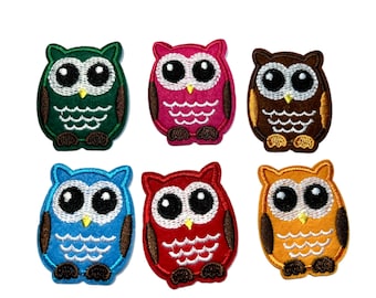 Sweet Owl Patch, Embroidered Iron On Patch, Jean Patch, Green, Pink, Red, Orange, Brown, Blue