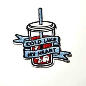 Cold Like My Heart Iron On Patch, Jean Patch, Craft Supplies, Sewing, Black, White, Red, Blue