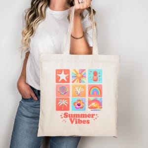 Summer Vibes Tote Bag - Perfect for Beach Days, Festivals, & Vacations, Beach Gift Bag, Trendy Summer Tote, Gift for Her