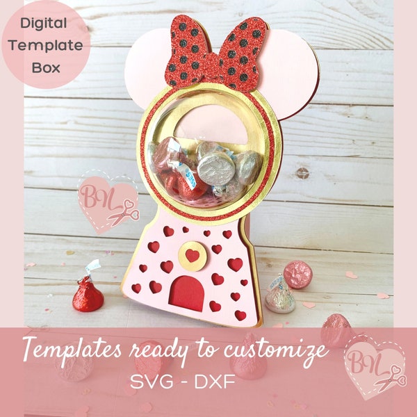 LOVELY GUM MACHINE - Dome Candy Holder - Vídeo Tutorial Included - svg and dxf digital files, Valentine's Day Gift