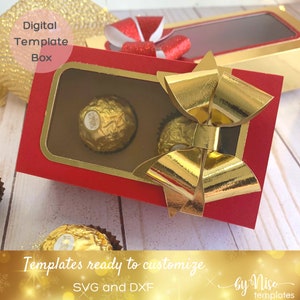 FERRERO DUO BOX - chocolate ferrero box template for Cricut, Silhouette, svg, dxf
