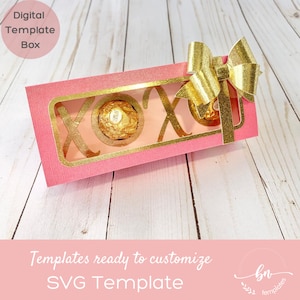 XOXO BOX - Plantilla de caja Ferrero de chocolate - svg y dxf (para Cricut, Silhouette Studio y para otras máquinas de corte)