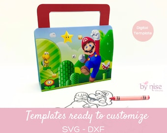 COLORING CASE BOX for Kids - template for Cricut, Silhouette, svg, pdf, dxf