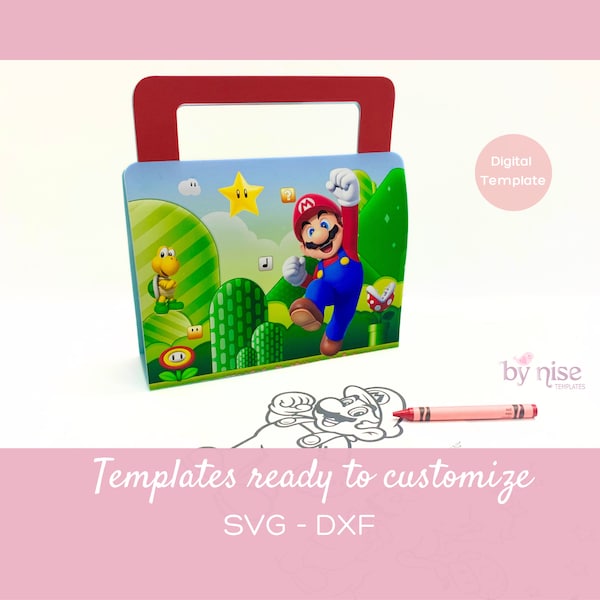 COLORING CASE BOX for Kids - template for Cricut, Silhouette, svg, pdf, dxf