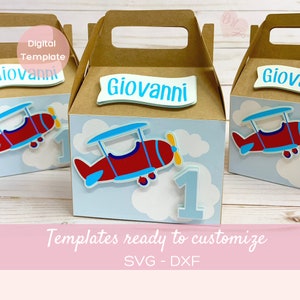 CAIXA DE GABLE DE AVIÃO - Arquivos de corte para Cricut e Silhouette, caixa de doces de avião, festa de avião, piloto de avião svg, arquivos svg, arquivos dxf.