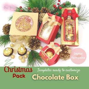 Caja SUPER PACK CHOCOLATE - Ideal para Chocolate Ferrero. Plantilla para Cricut, Silhouette, svg y dxf. ¡Caja para 1, 2, 3 y 4 chocolates!