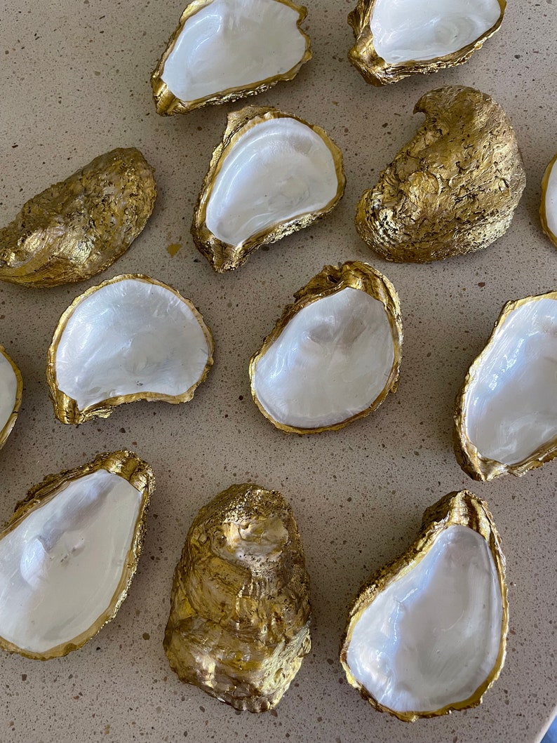 Handmade Gilded Oyster Shell Trinket Dish: Pearl Wedding Favor - Etsy