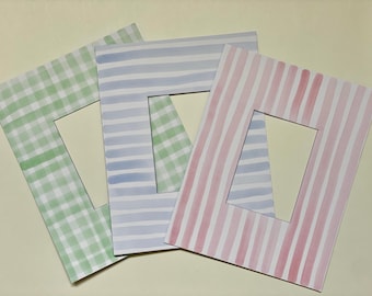 Hand Painted Watercolor Frame Mat: 11x14 with  5x7” Opening