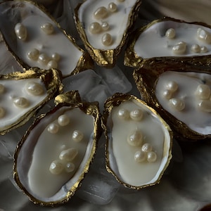 Oyster Shell Soy Wax Candle Set: Beach Wedding Favors, Coastal Decor in Individual boxes