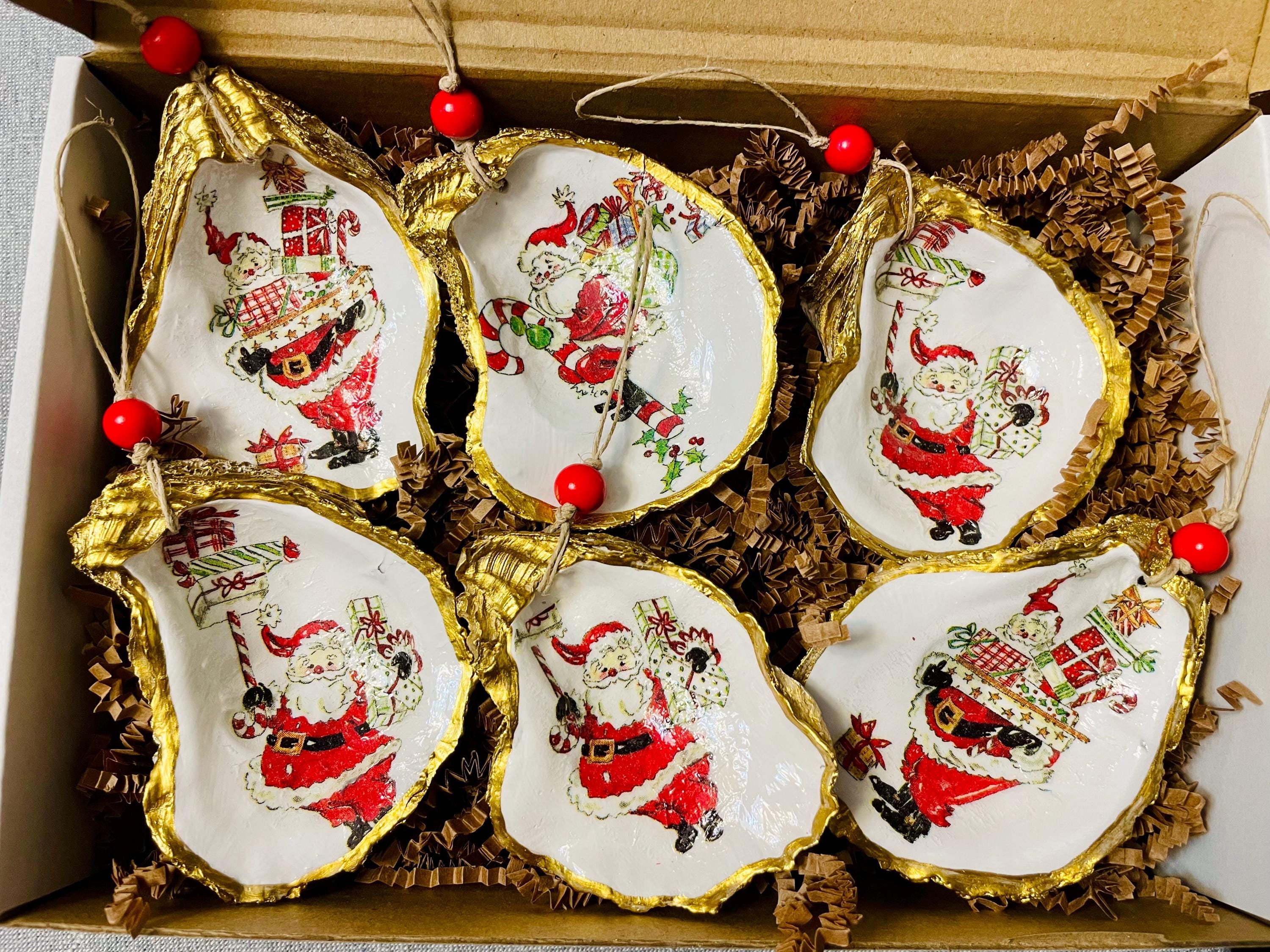 Octillery Santa Handmade Santa Oyster Shell Christmas Ornament: Decoupage Eco Gift - Etsy