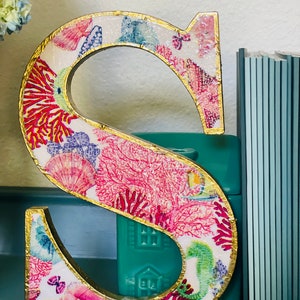 Abóboras Chinoiserie/Oceano/Vila de inverno/Tema eucalipto decoupage monograma letra/decoração de parede (com cabide)