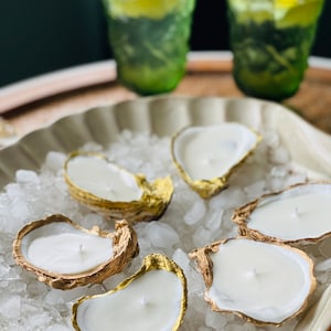 Wedding decor soy wax oyster shell unscented candles || set of 10