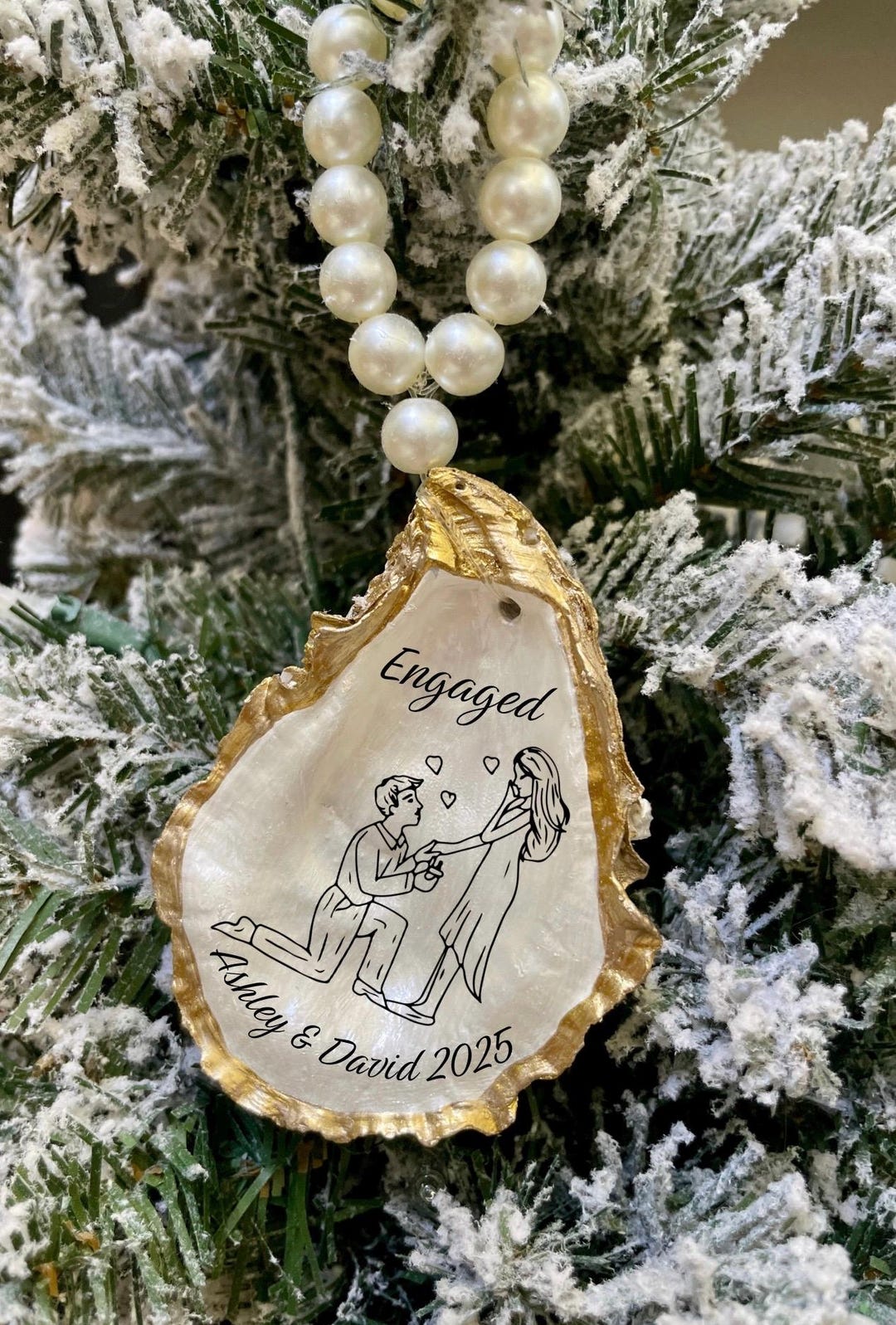 Shell Married Personalised Oyster Shell Our First Christmas Married/engaged 2025 ...