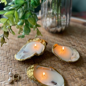 Natural soy wax recycled oyster shell candle