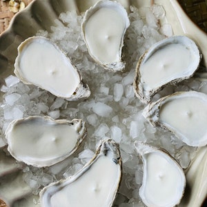 Raw oyster shells natural soy wax unscented candles || wedding table decor|| bride shower party decor