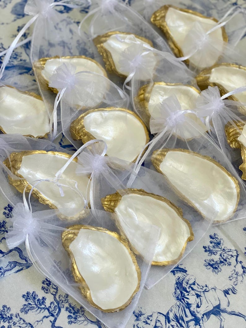 Handmade Gilded Oyster Shell Trinket Dish: Pearl Wedding Favor - Etsy
