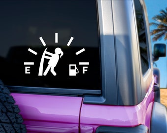 Empty Gas Gauge Car Decal, Woman Pulling Gauge