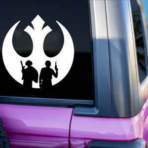 Star Wars Rebellion Han Solo and Princess Leia Decal, Jedi Decal, Star Wars Sticker, Gift for Him, Gift for Her
