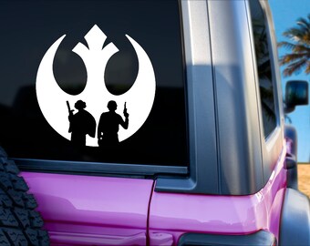 Star Wars Rebellion Han Solo and Princess Leia Decal, Jedi Decal, Star Wars Sticker, Gift for Him, Gift for Her