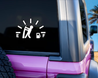 Empty Gas Gauge Decal, Man Pulling Gas Gauge Sticker, Car Decal, Gift for Him, Gift for Her