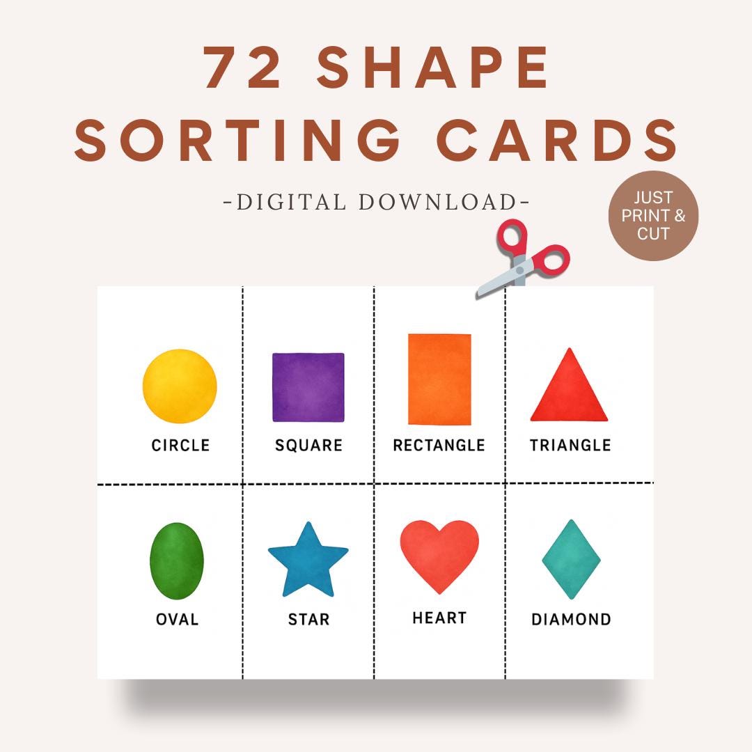 Printable Shape Flashcards for Kids – Montessori Sorting Cards for ...