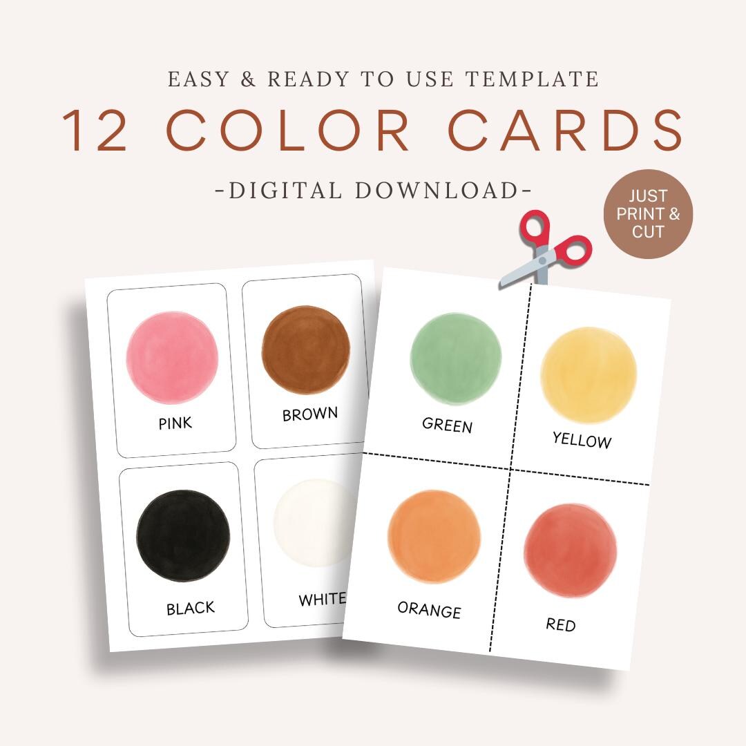 Color Cards for Kids | Low-sensory Learning Flashcards | Visual ...