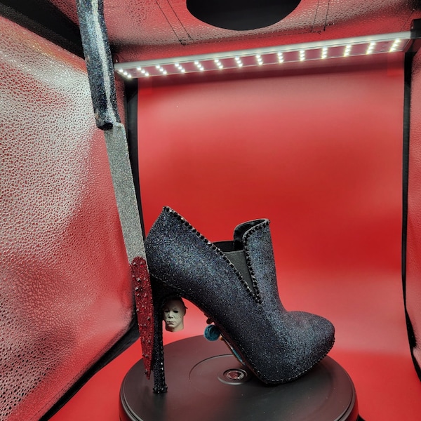 Black Glitter Heels Etsy