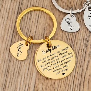 Custom To My Mom Stainless Steel Keychain, Personalized Mom Gift, Custom Mother&#39;s Day Gift, Mom Gifts from Daughter, Engraved Keyring