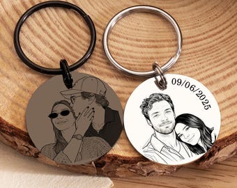 Actual Photo Engraved Keyring with Any Image, Picture Keyring, Laser Engraved, Personalised Gift, Anniversary Gift, Valentine's Day Gift