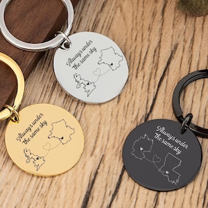 Personalisierte Fern-Schlüsselanhänger, individuell gravierte Schlüsselring, Geschenk zum Abschied, Fern-Beziehungs-Geschenke, Weihnachtsgeschenk für Bestie