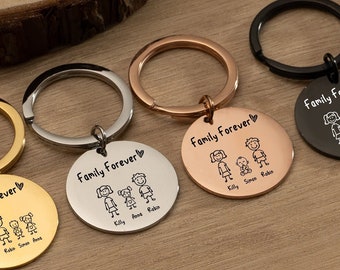 Personalized Engraved Family Keychain, Custom Father's Day Gift, Gifts For Dad From Daughter, Family Gift From Son, Gift for Daddy From Baby