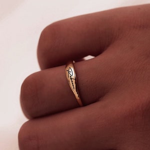 Custom Handwrite Name Ring,14K Gold Name Rings,Minimaist Stacking Ring,Bridesmaids Gift,Mom Gift,Gifts for Her