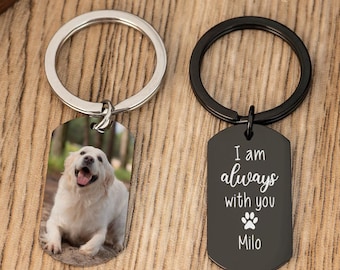 I am Always With You huisdiersleutelhanger, huisdier verlies cadeau, huisdier sympathie cadeau, aangepaste hondenfoto sleutelhanger, huisdier herdenkingscadeau, hondenherdenkingscadeau