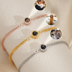 Personalized Projection Bracelet, Couple Photo Bracelets, Memorial Gifts for Loved Ones, Dainty Wedding Gift, Birthday Gifts