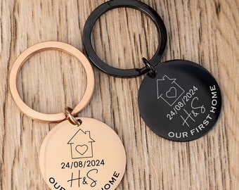 Our First Home Key Chain, Personalised Housewarming Gift, Engraved